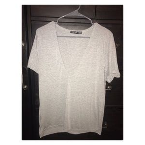 Grey Deep V Neck